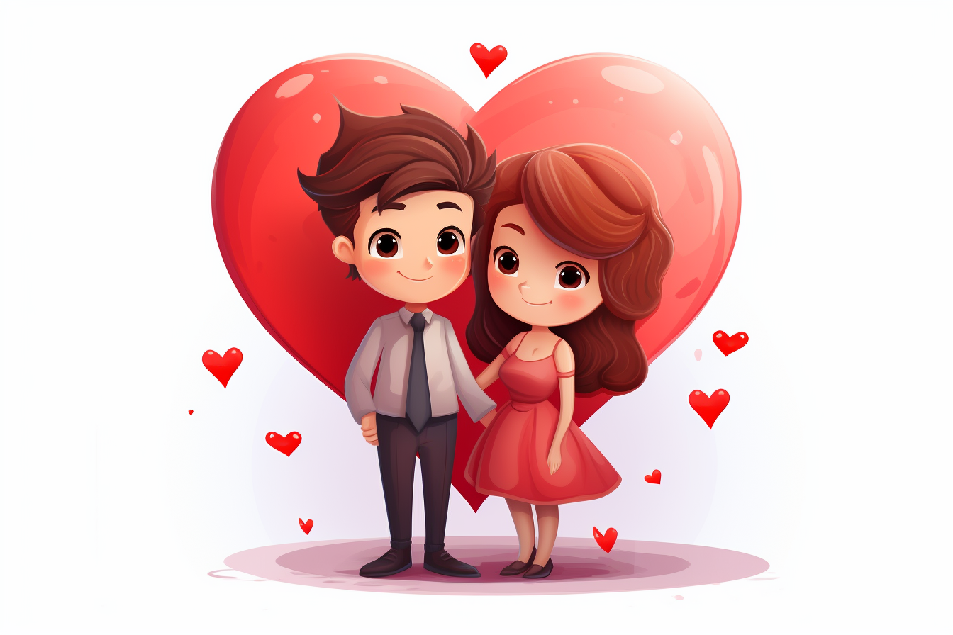 Cartoon love on white background