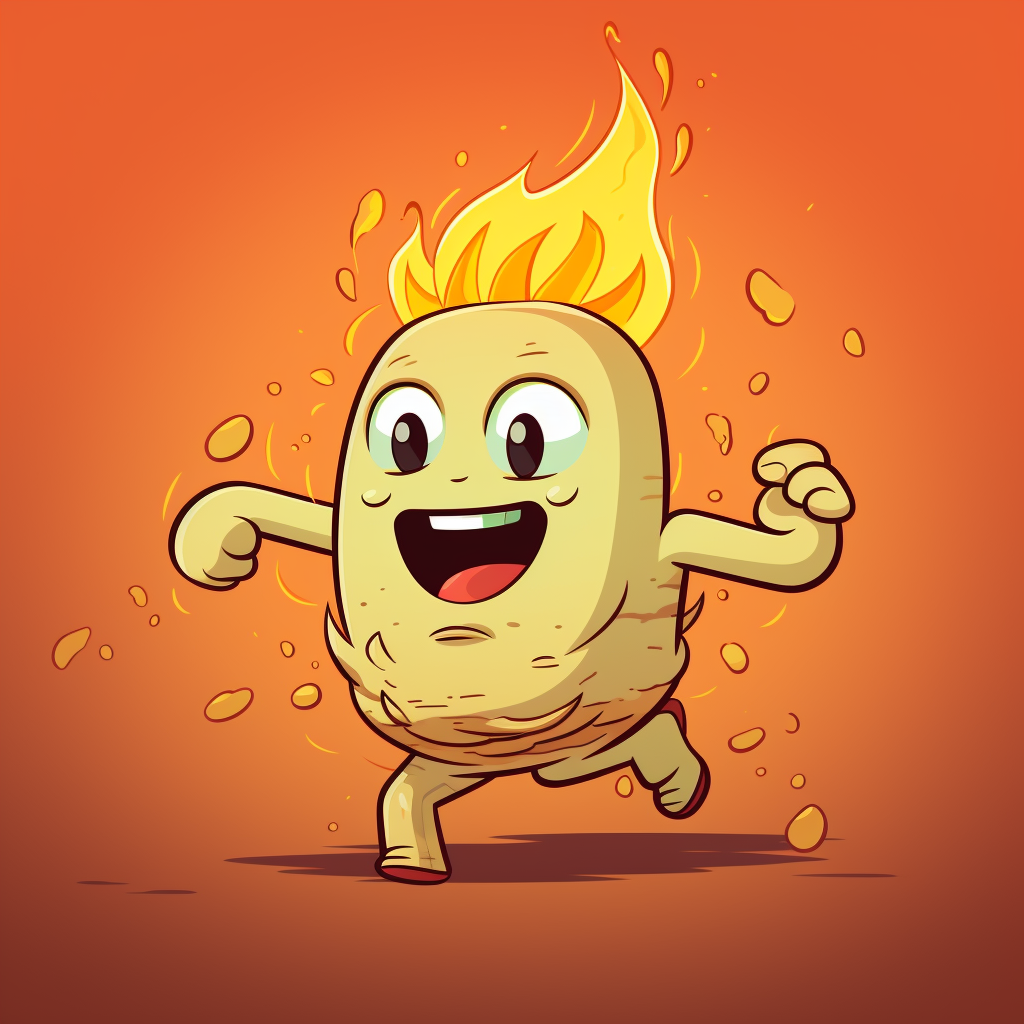 Cartoon Marshmallow Running from Flame