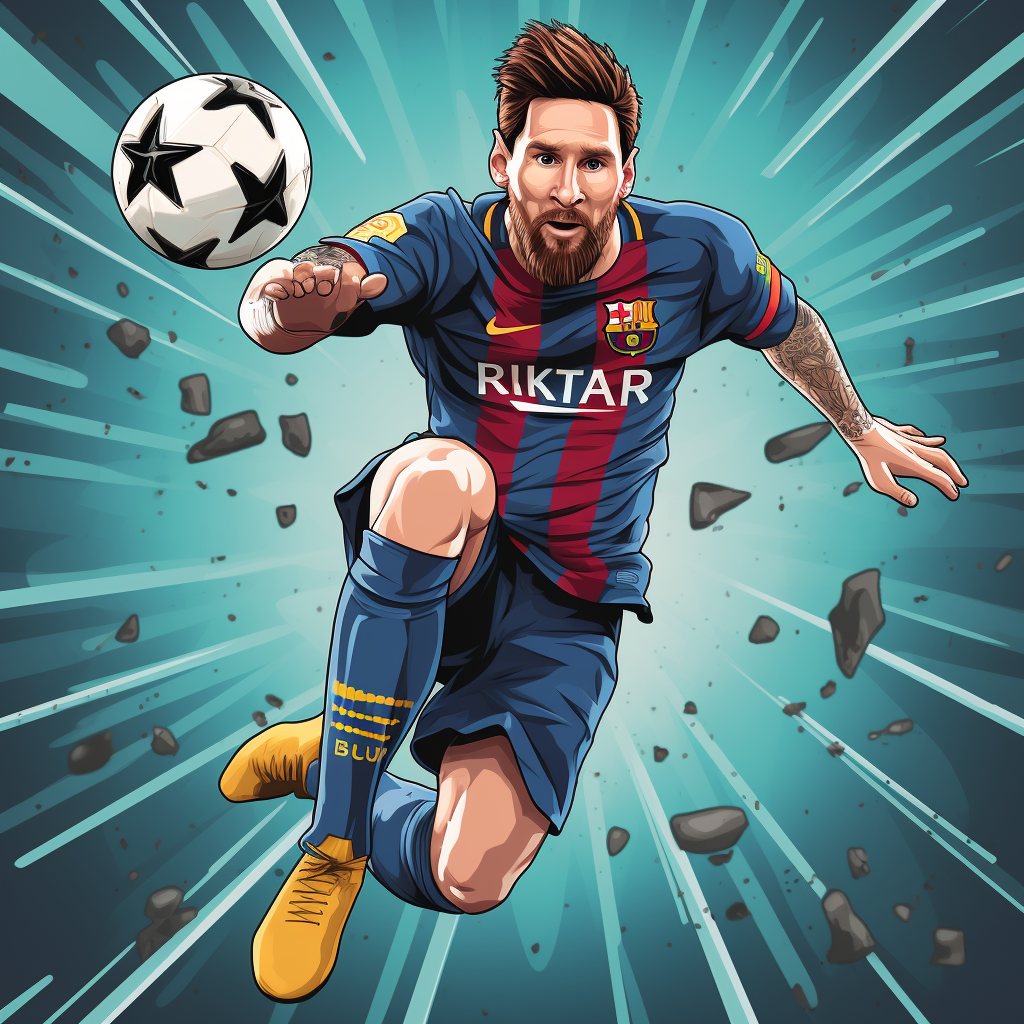 Messi kicking a ball cartoon