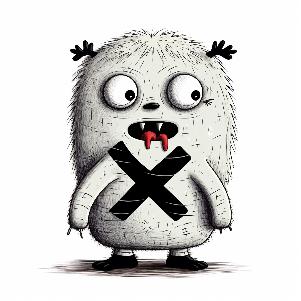 Cartoon monster with X shirt