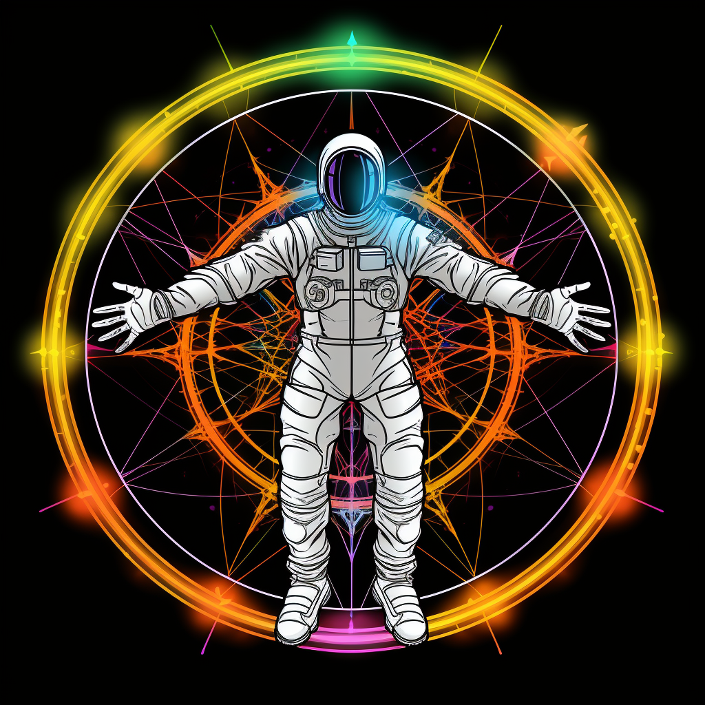 Cartoon NASA Astronaut in Vitruvian Man Style