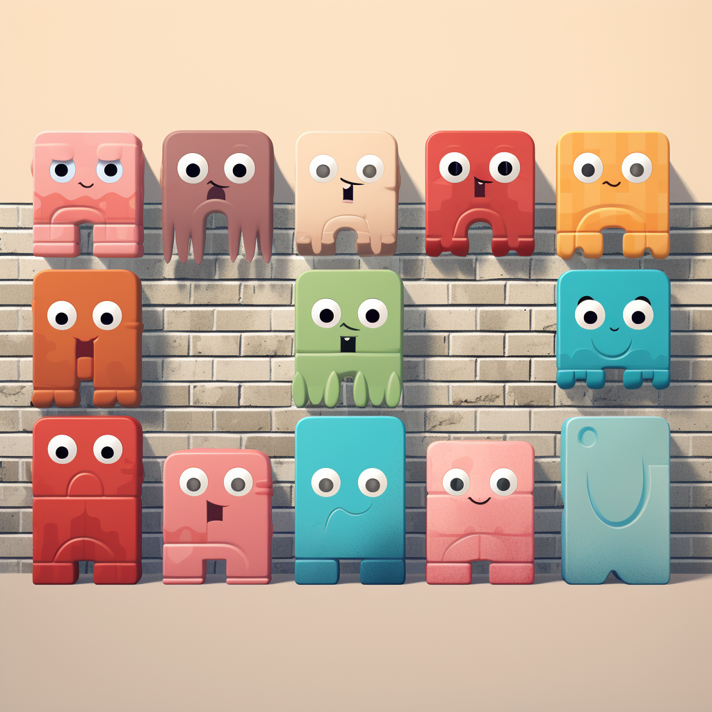 Colorful Brick Octopus Cartoon Characters