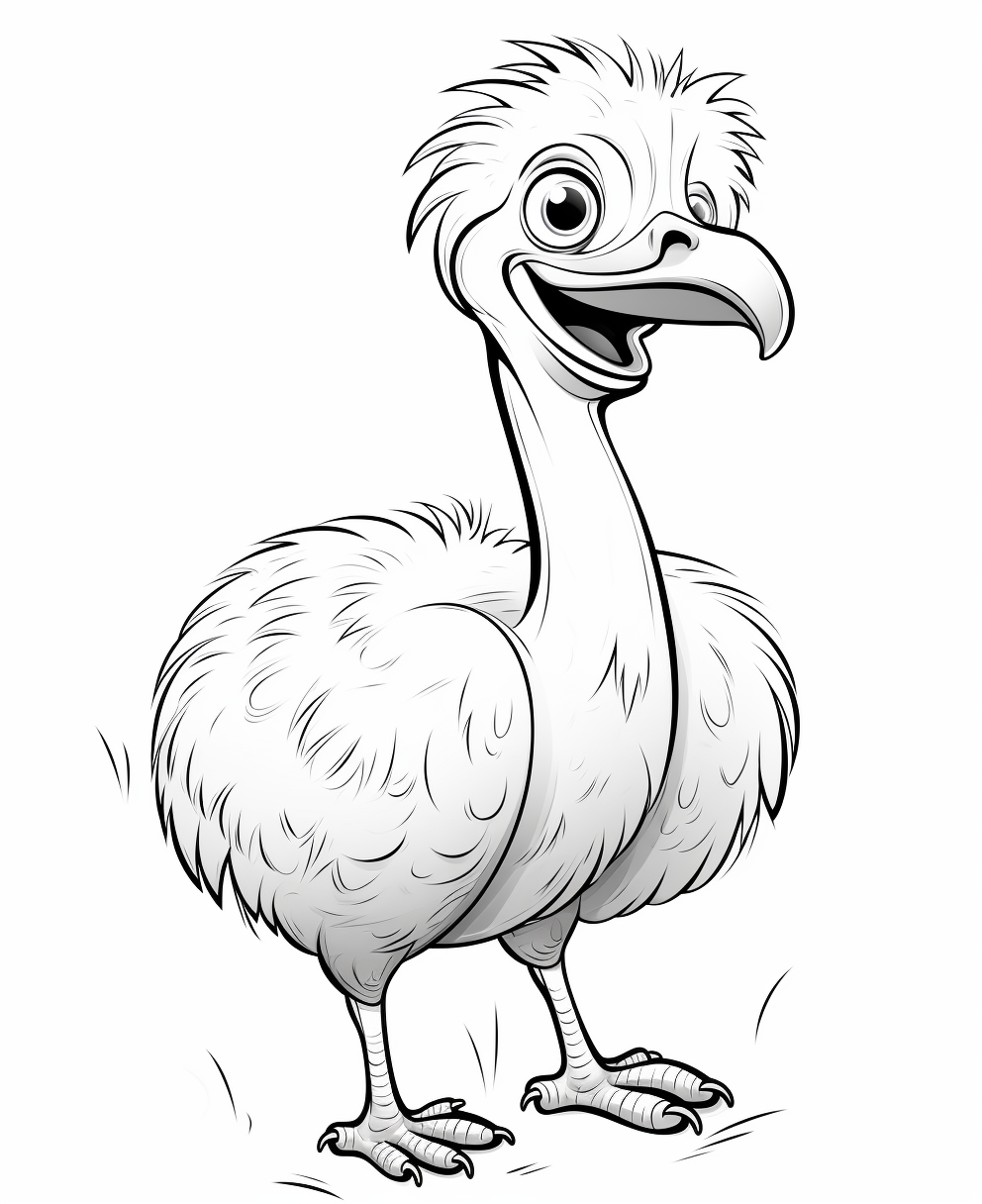 Cartoon ostrich coloring page