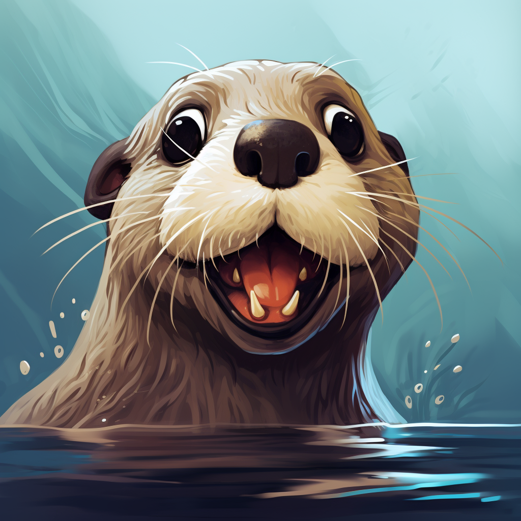 Cartoon otter in nature by river