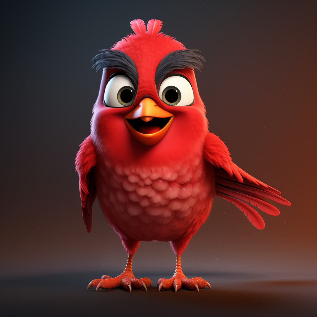 Pixar styled cartoon cardinal