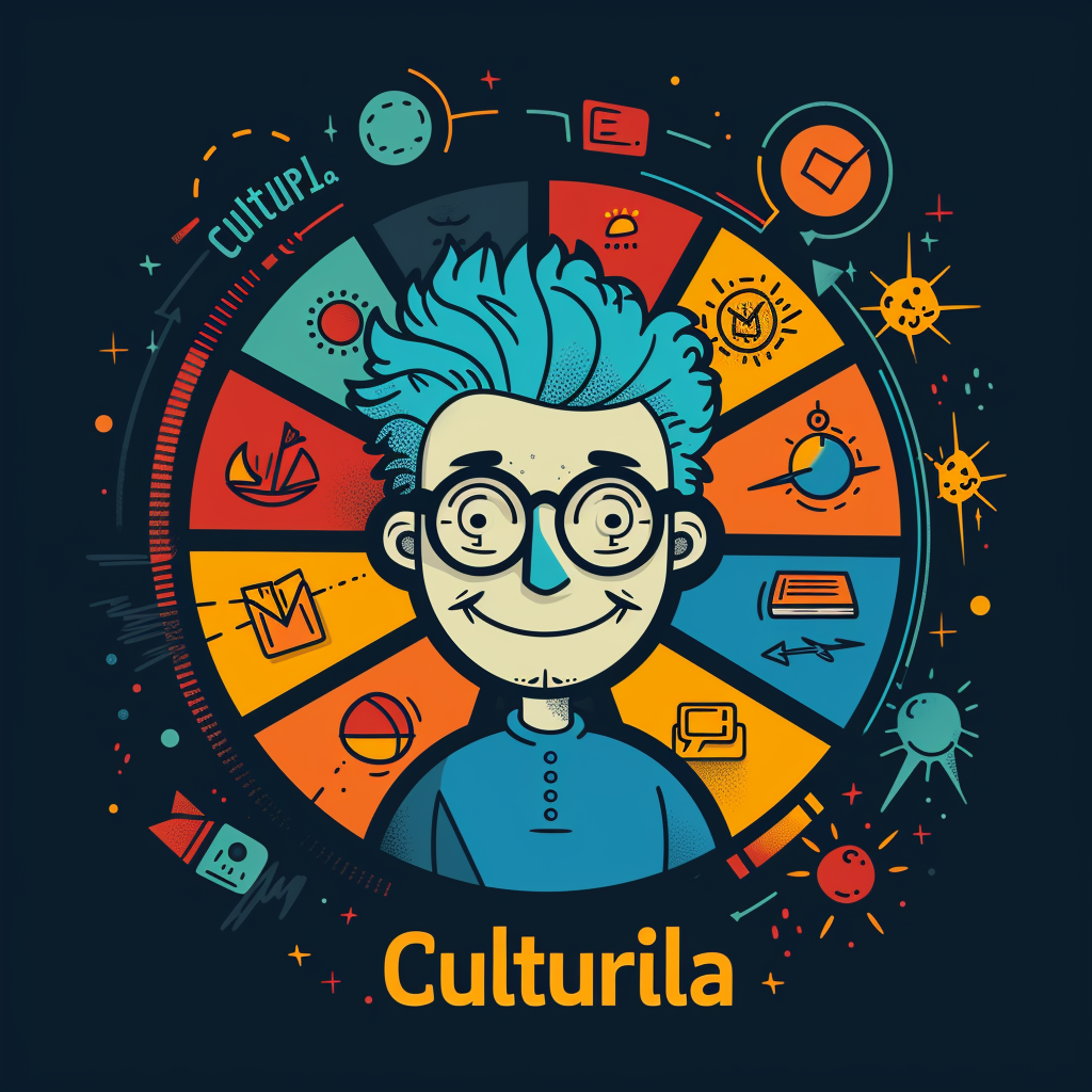 Cartoon Professor Trivia Wheel Logo