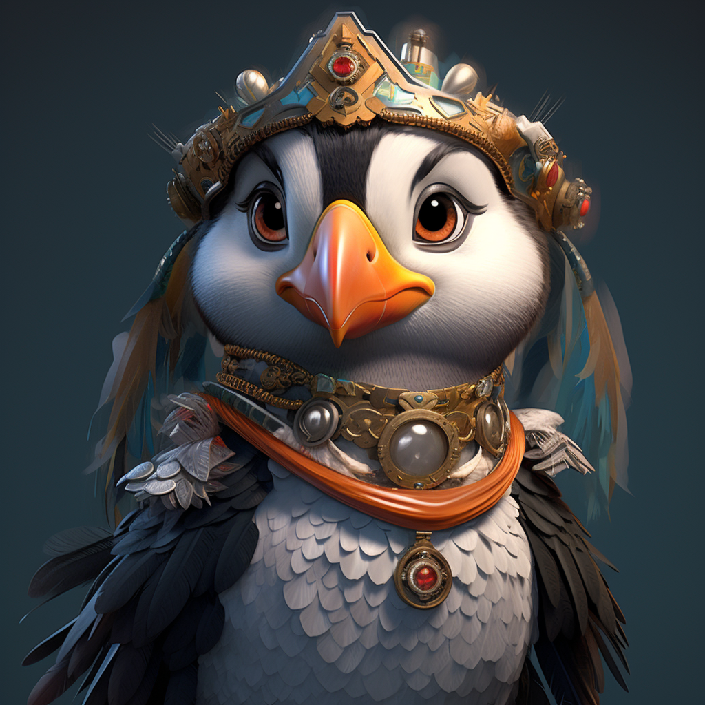 Cartoon Puffin Princess Illustration