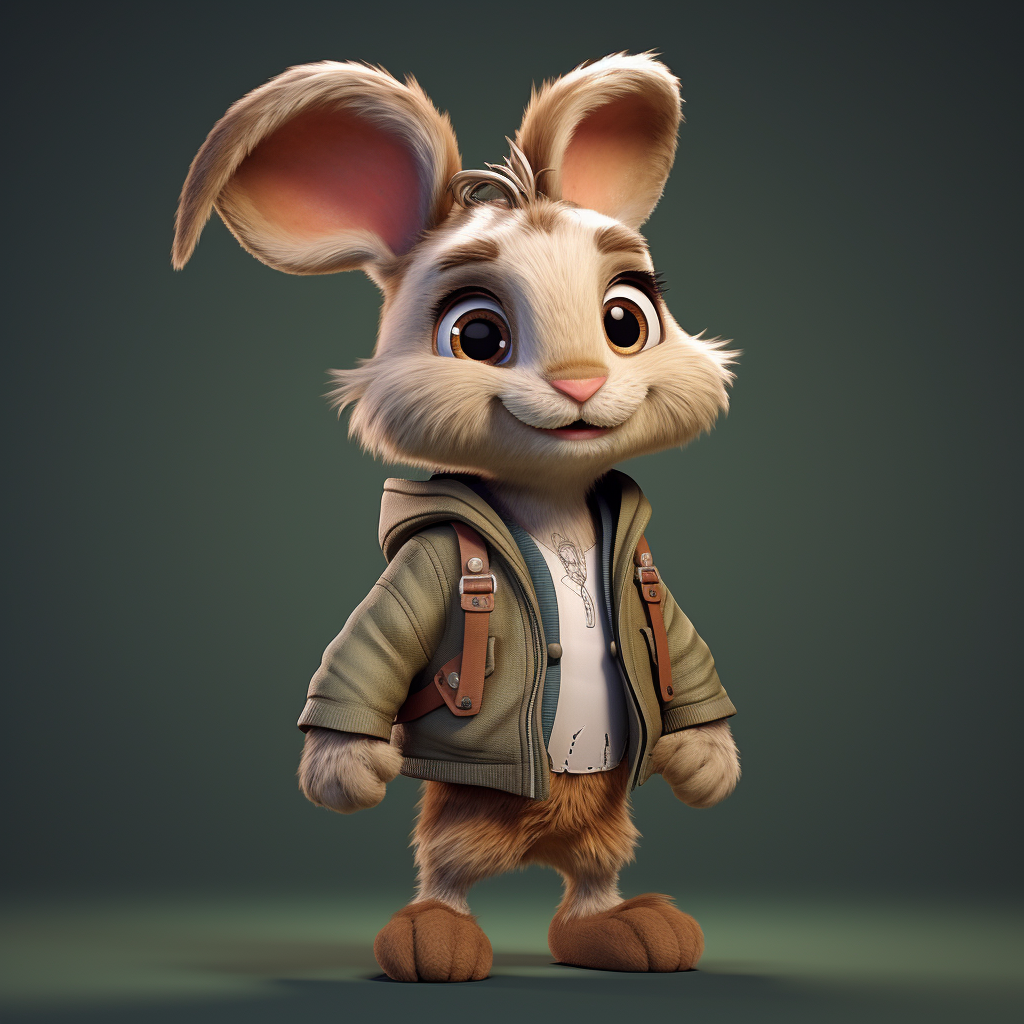 Cartoon rabbit with realistic light and shadow