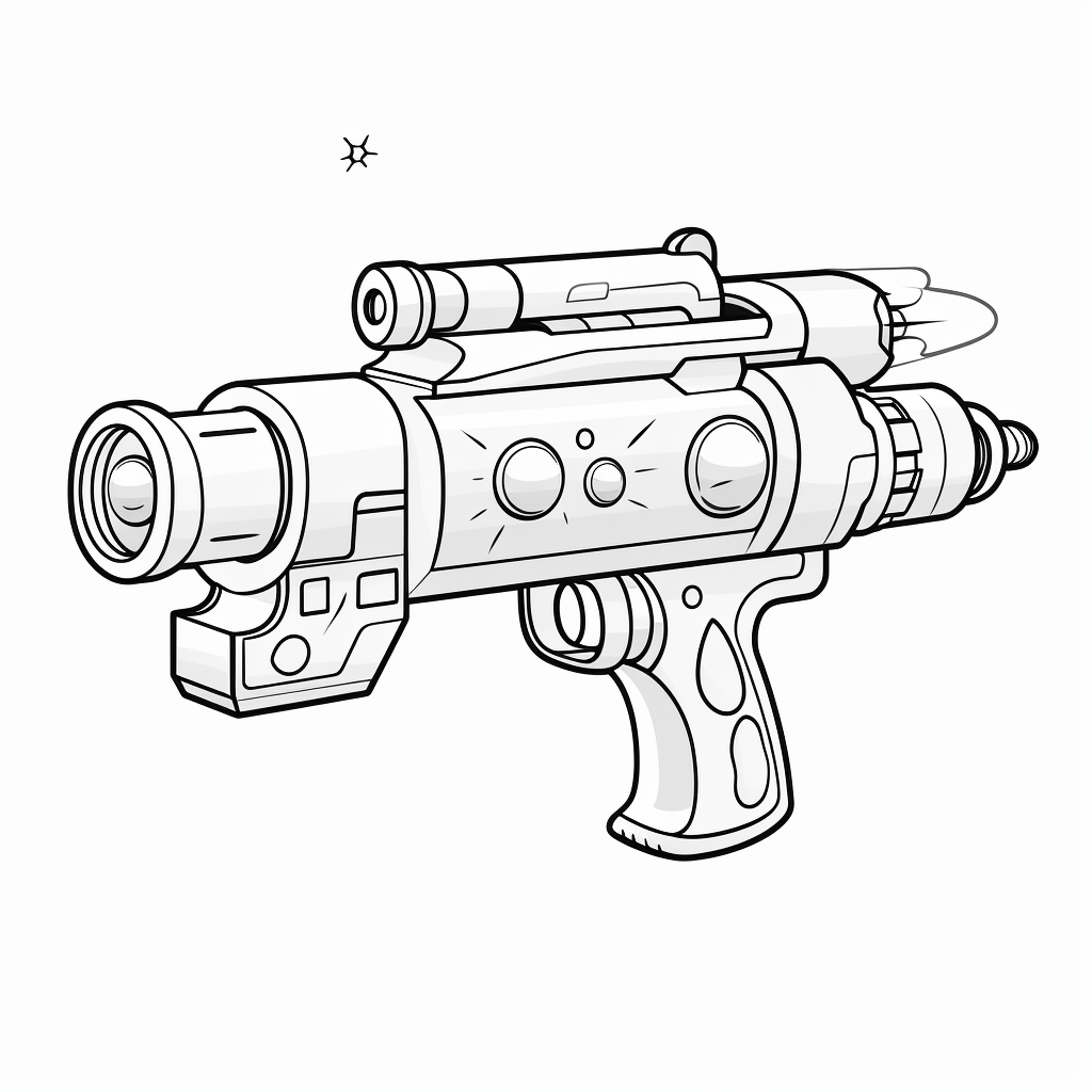 Cartoon Raygun Laser Coloring Sheet