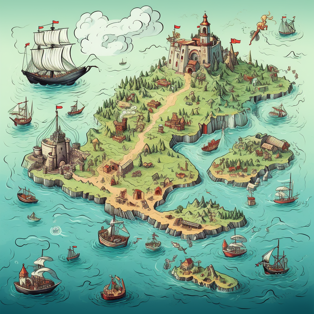 Fun cartoon sea map