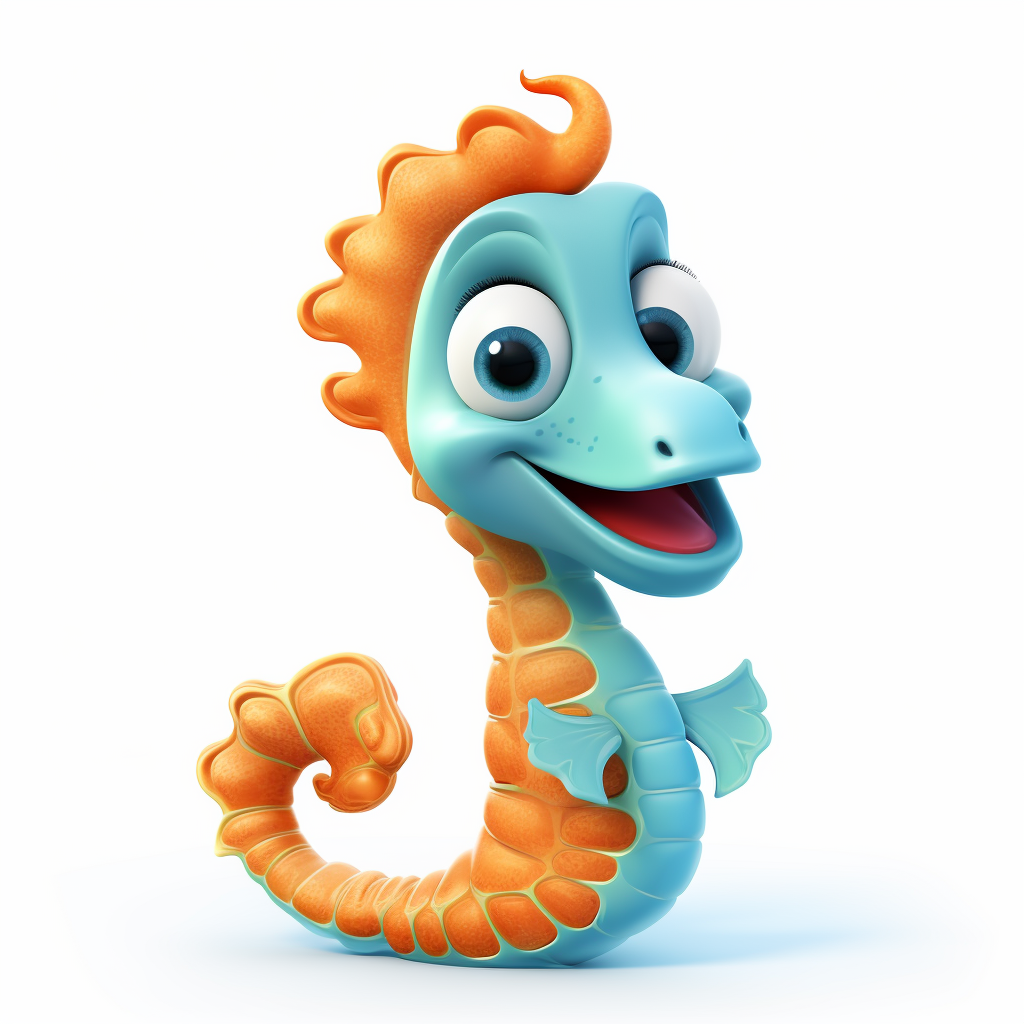 Cartoon Seahorse on White Background