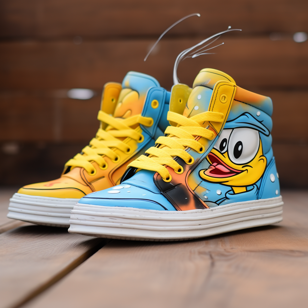 Cartoon sneakers with Tweety Bird painting