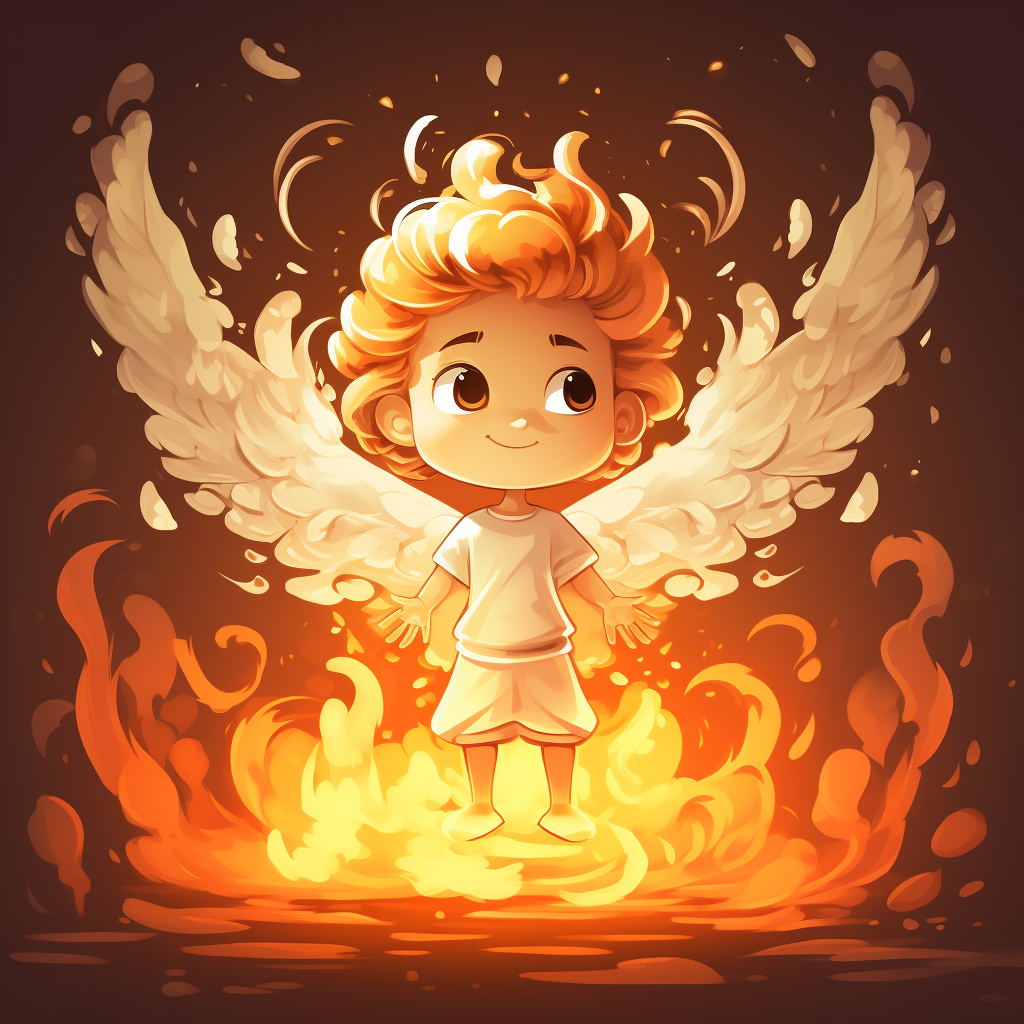 Cartoon angel on fire artwork