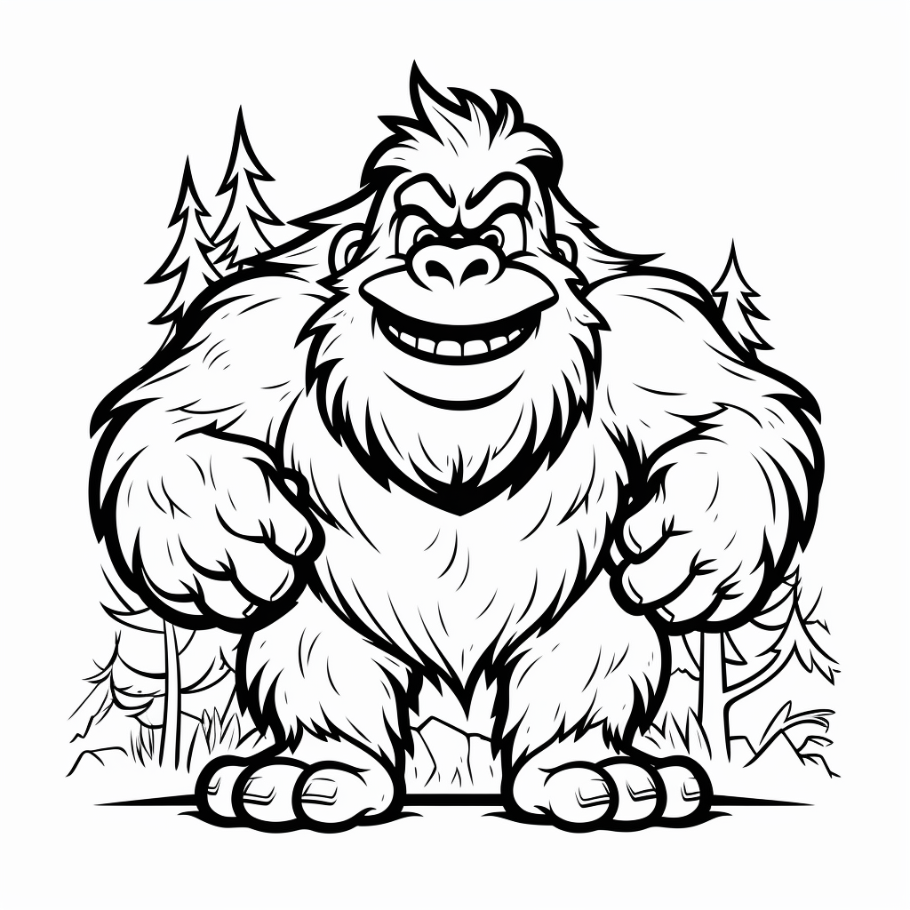 Simple Bigfoot outline in black and white