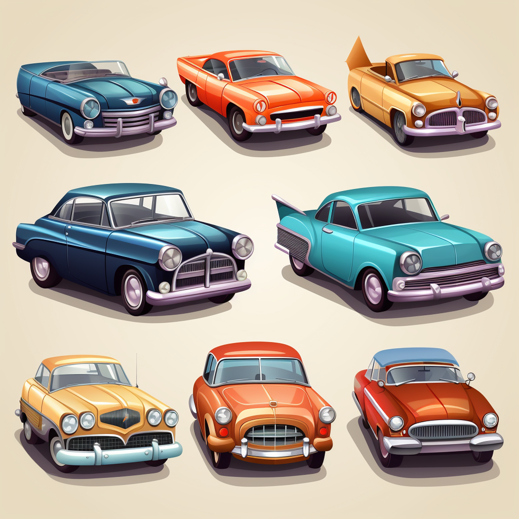 Cartoon style car models in vector graphics