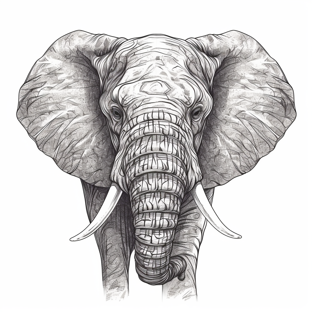 Elephant head sketch illustration