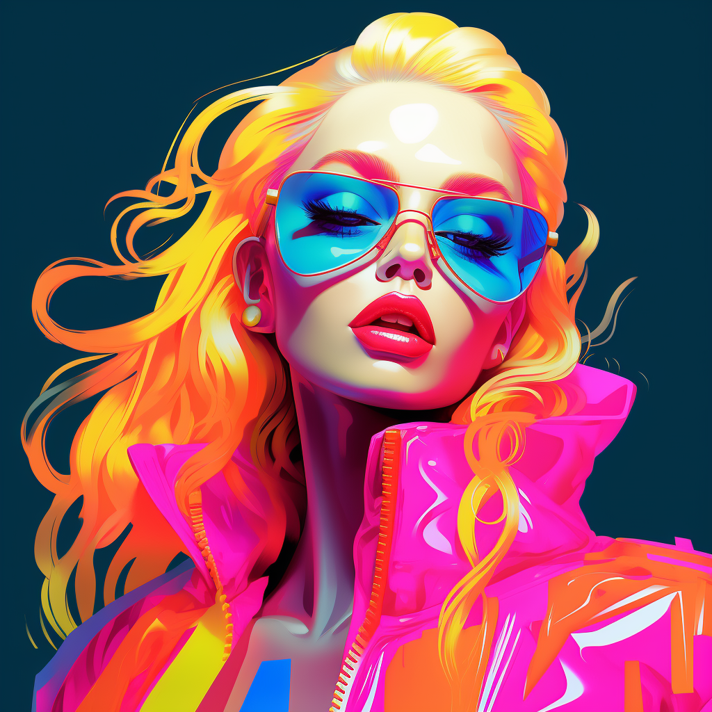 Fashion Barbie in Cartoon Style with Fluorescent Colors