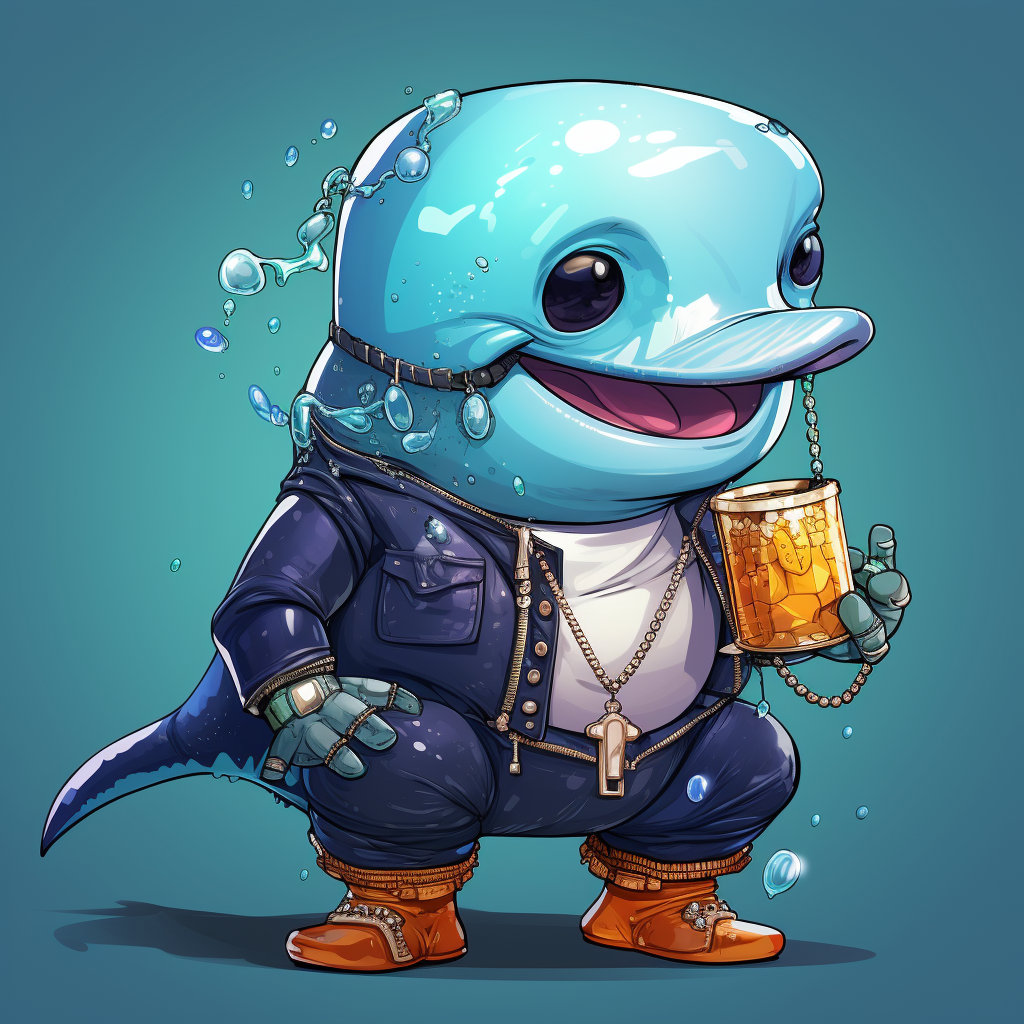 Cartoon rapper whale drinking water