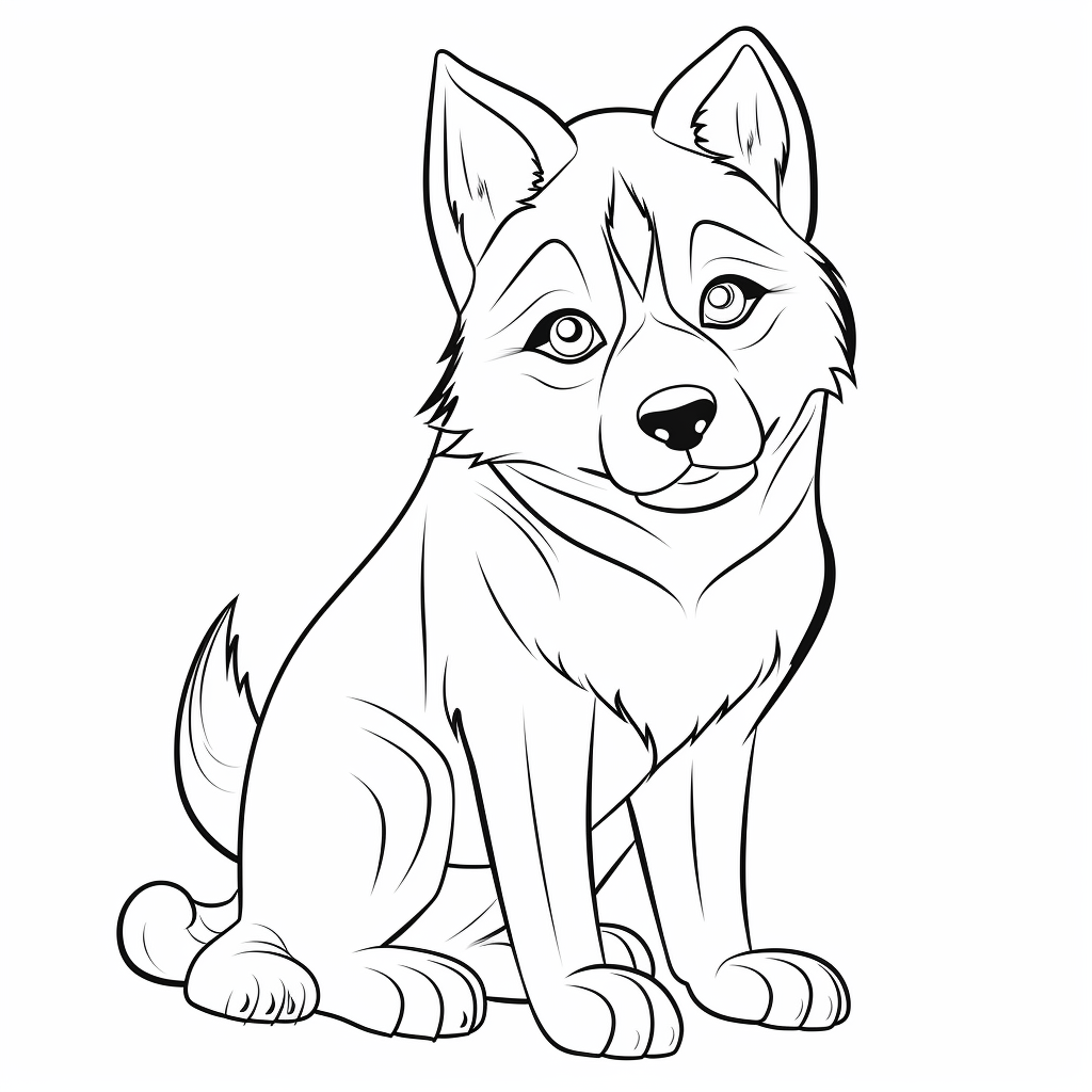 Cartoon siberian husky coloring page