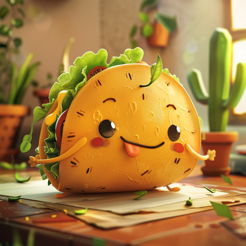 Cute Cartoon Taco Character Illustration