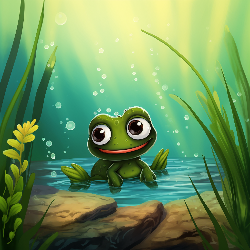 Cartoon Tadpole Swimming Pond