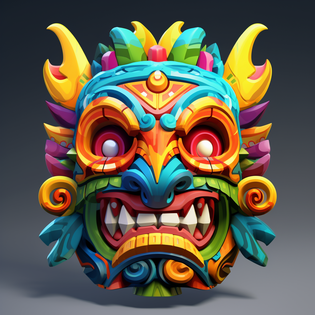 Colorful realistic cartoon tiki mask.