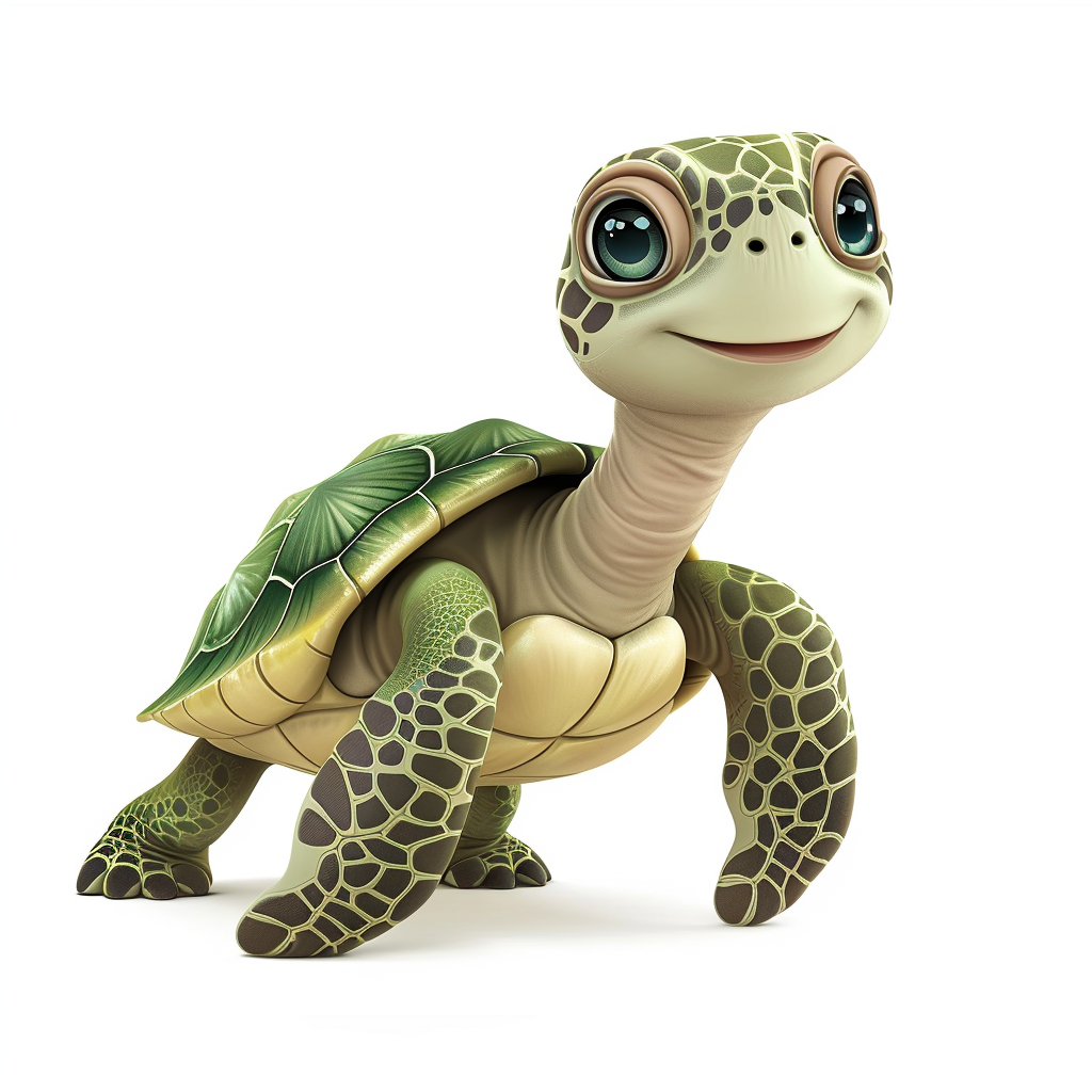 Cute cartoon turtle on white background