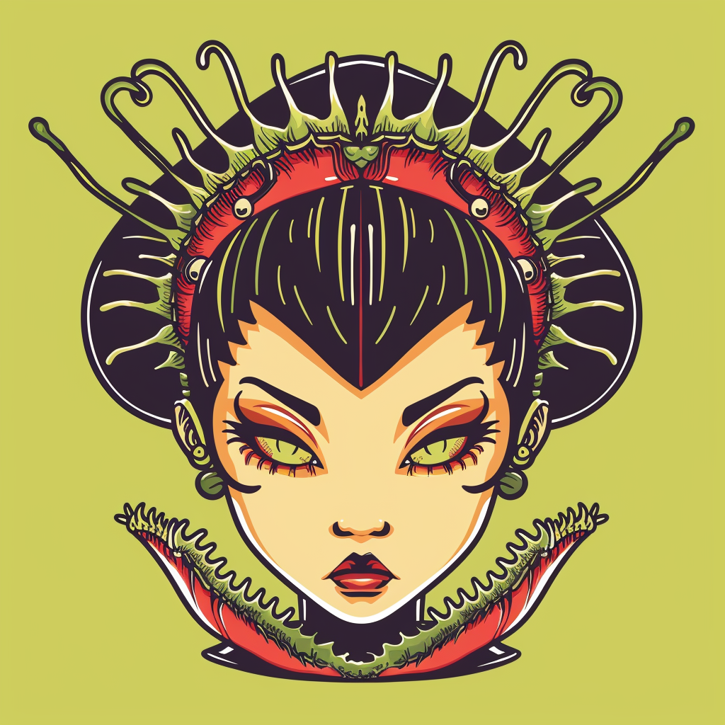 Venus Flytrap Geisha Face Cartoon