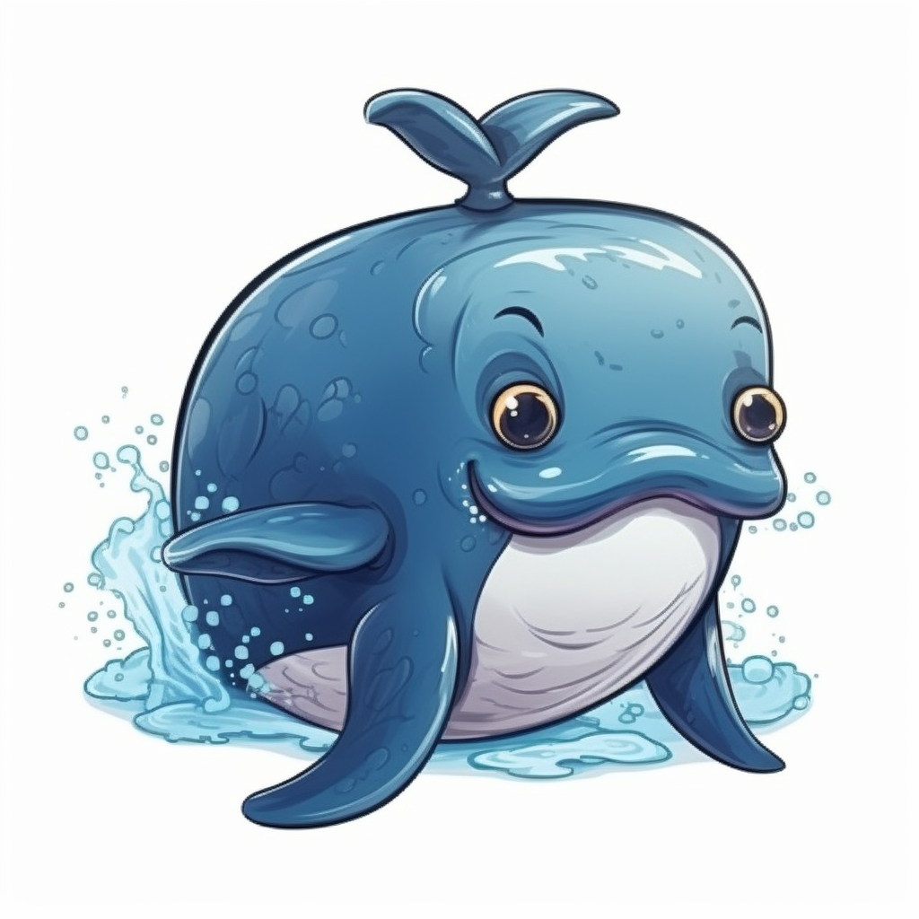 Cartoon water animal big whale on white background