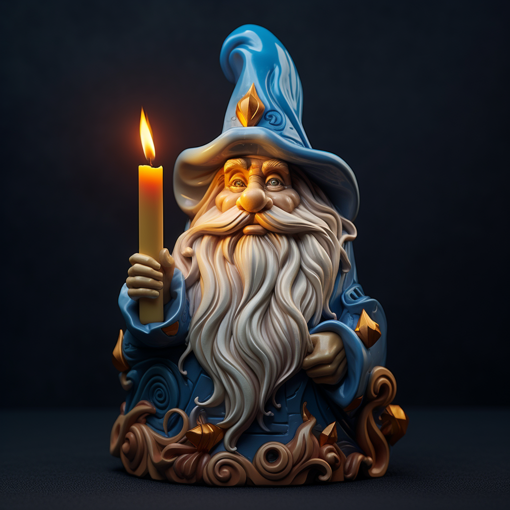 Cartoon wizard candle in shape