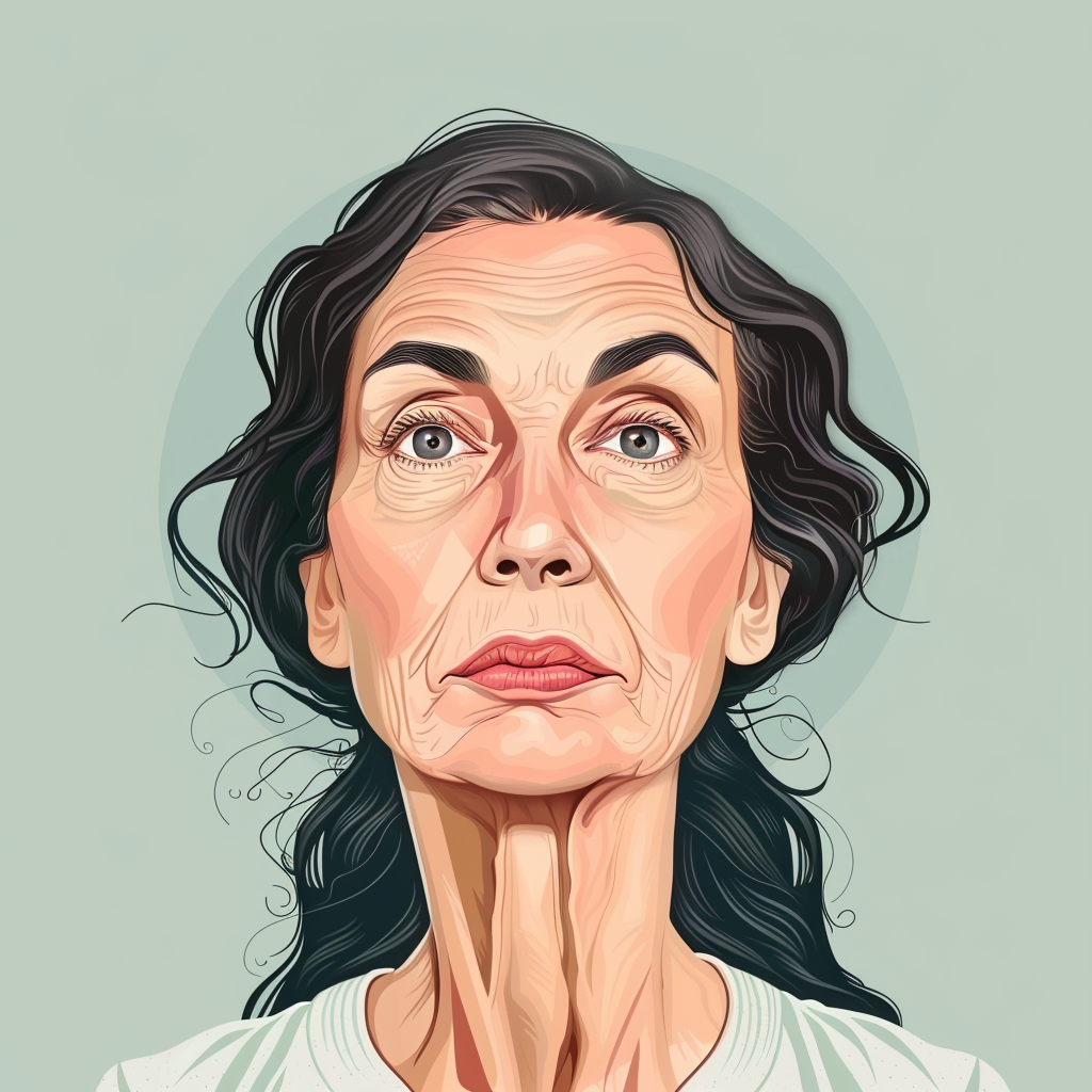 Cartoon woman with facial wrinkles