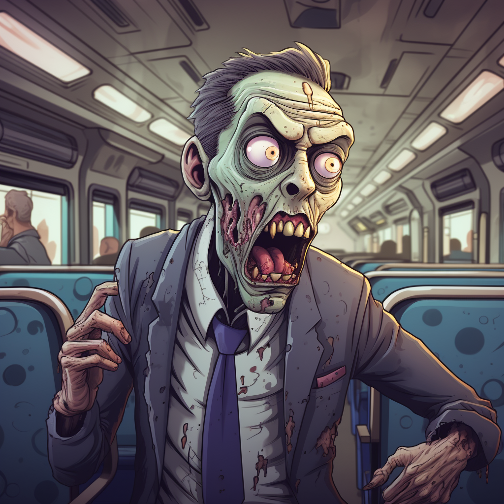 Cartoon zombie man speaking from front