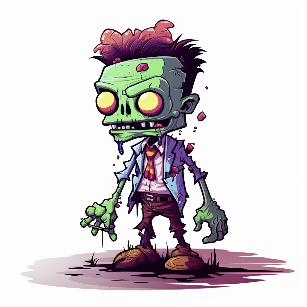 Minimalistic cartoon zombie character