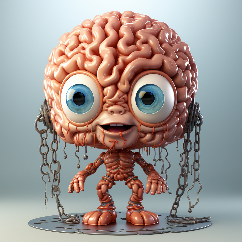 Cartoon brain with chain