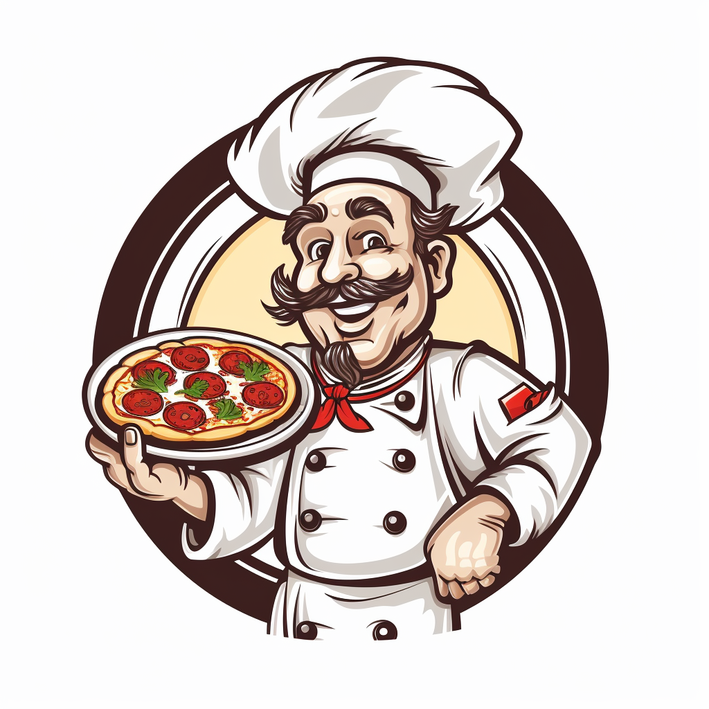 Fun Cartoon Chef Holding Pizza