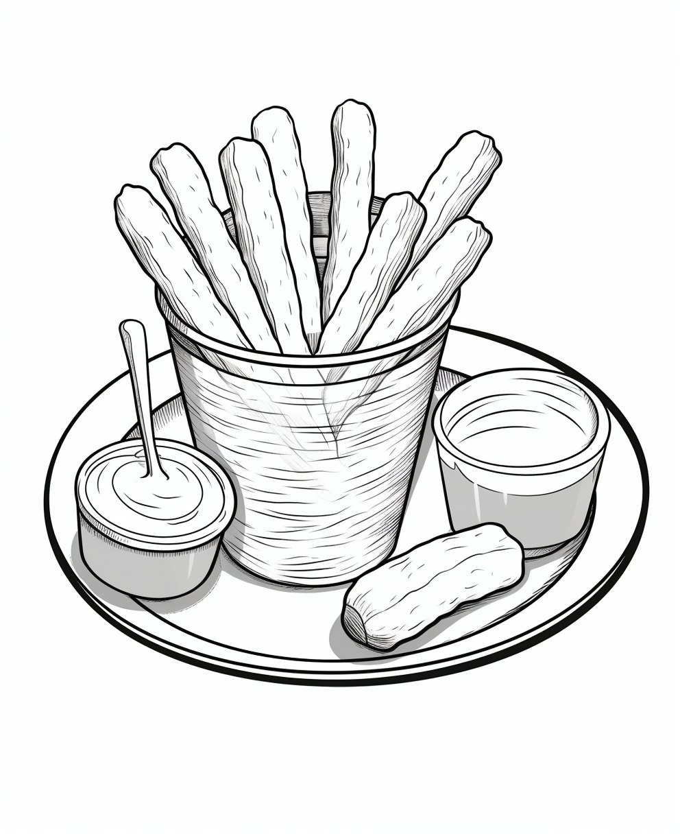 Cartoon Churros with Dipping Sauce