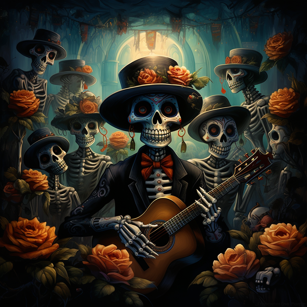 Cartoon Day of the Dead background without skull