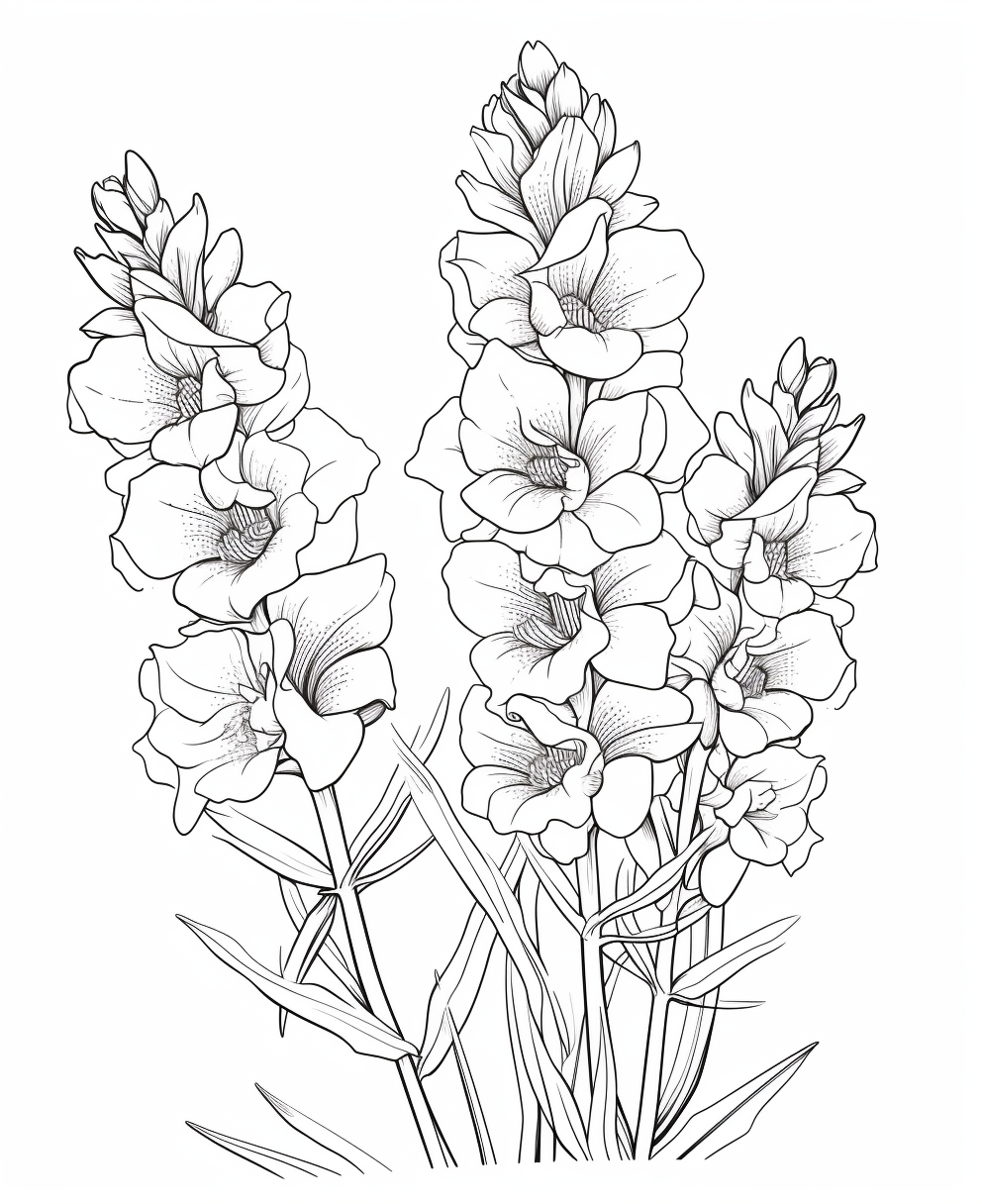 Delphinium Cartoon Coloring Page