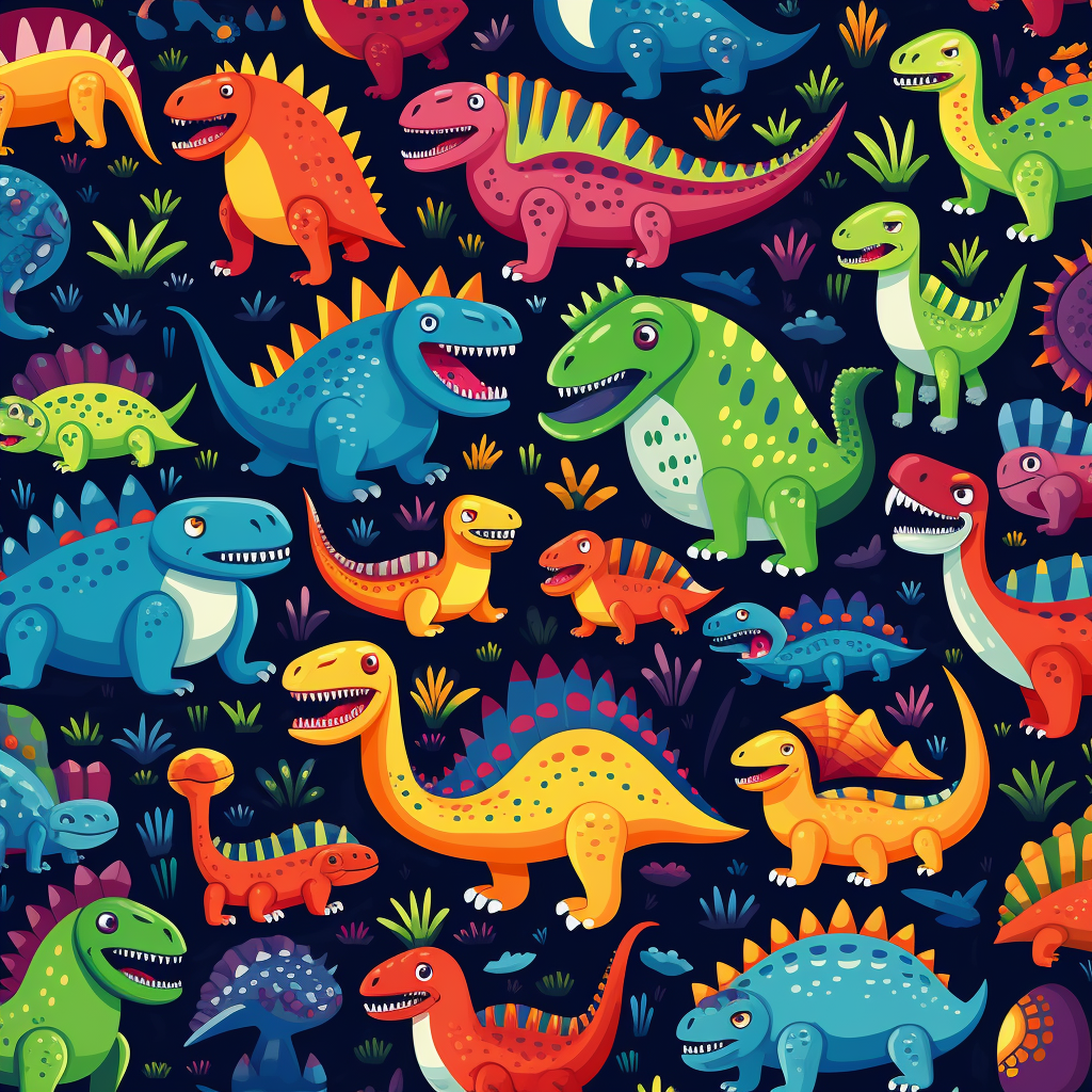 Colorful cartoon dinosaur pattern