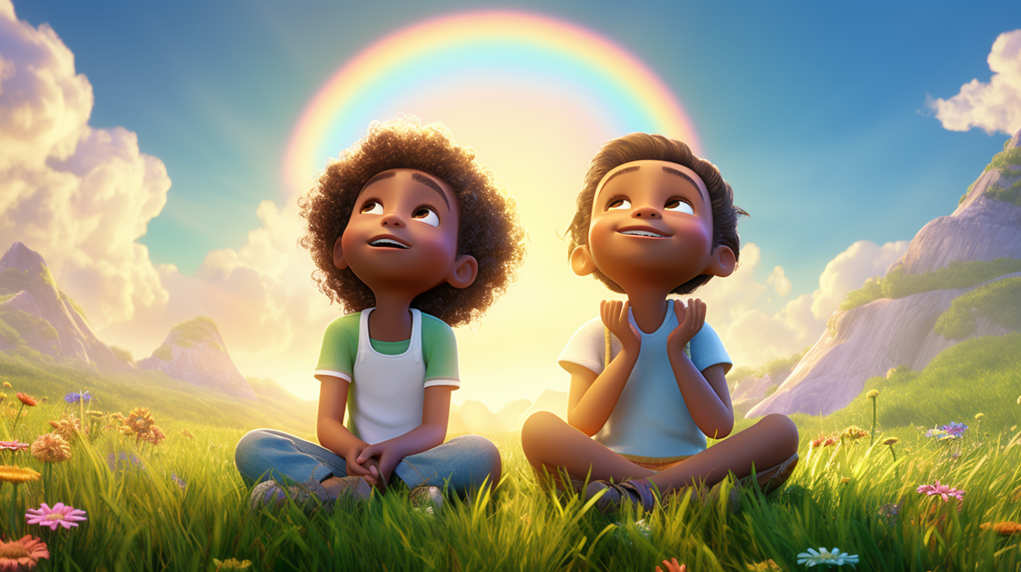 Two beautiful Disney kids meditating peacefully