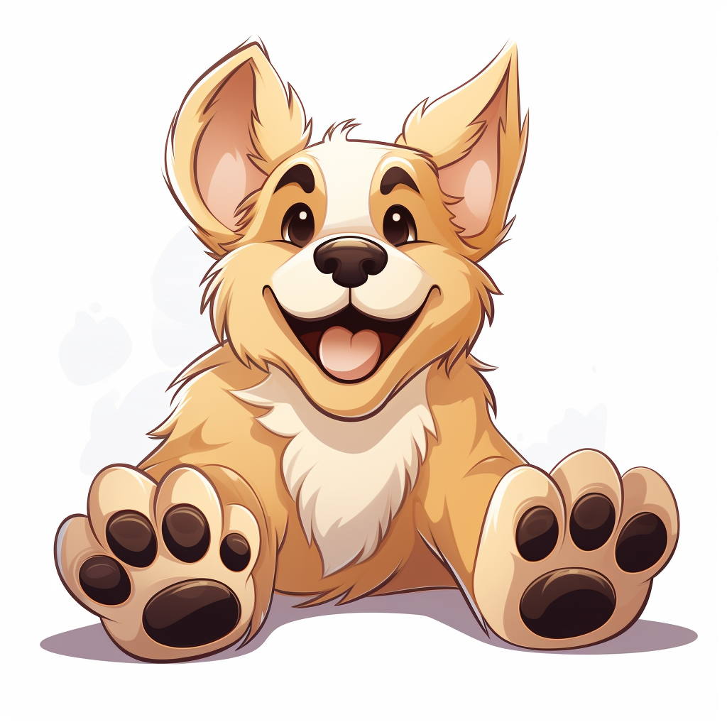 Cute cartoon dog paws on a white background