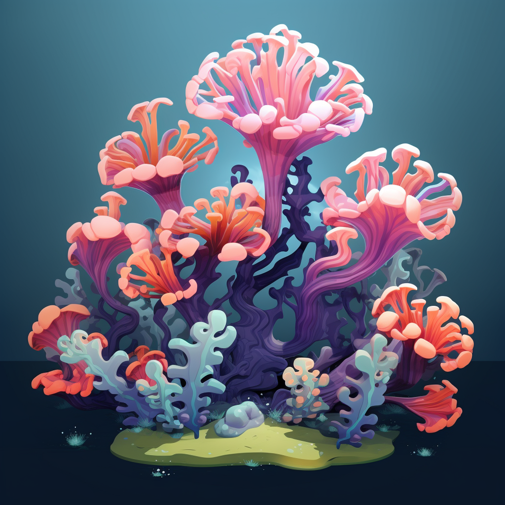 Colorful cartoon Euphyllia ancora coral