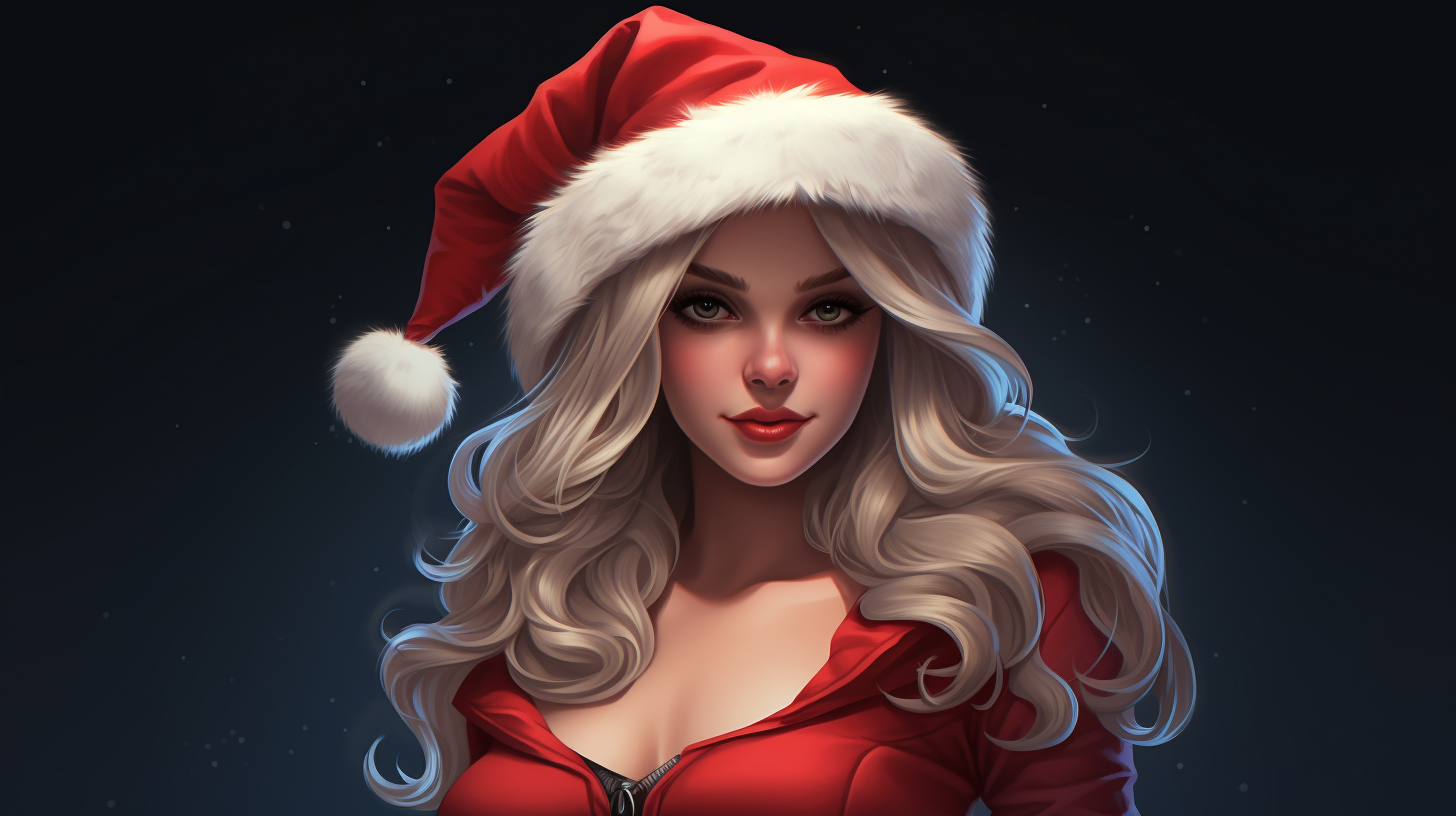 Cartoon female in Santa costume