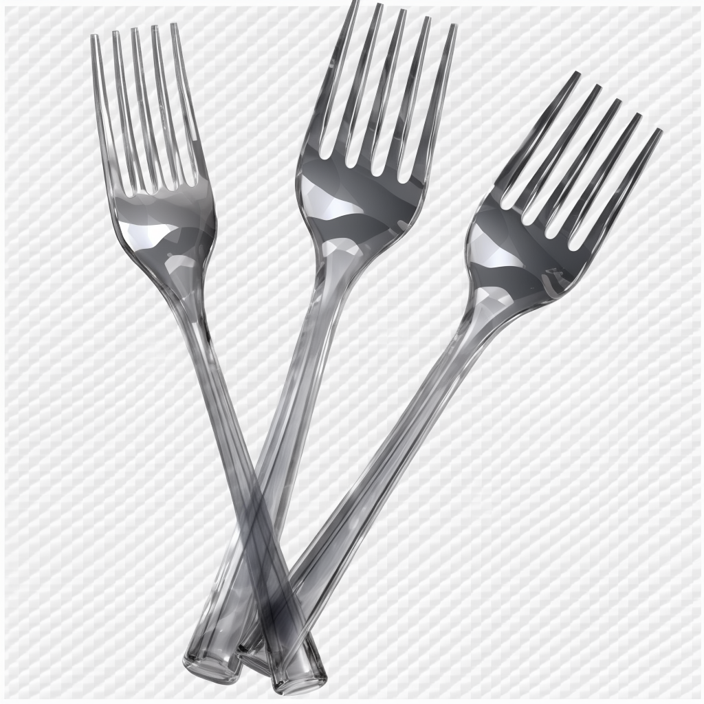 Cartoon forks on transparent background