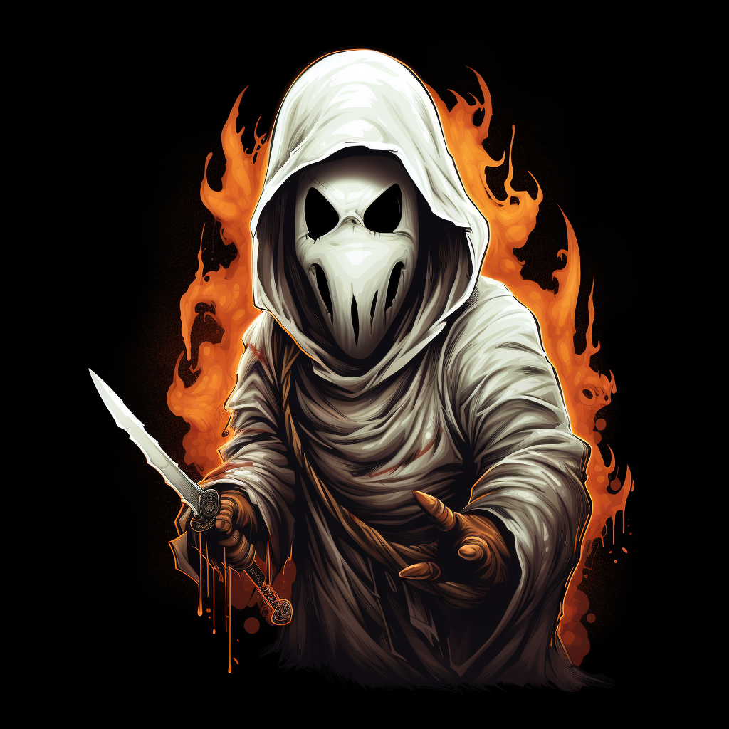 Spooky cartoon ghostface with knife design