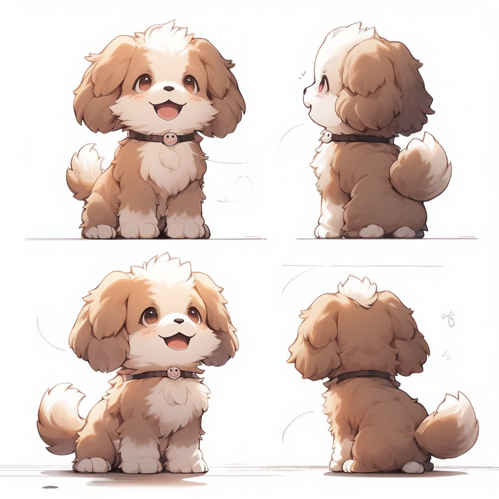 Cute dog in three views