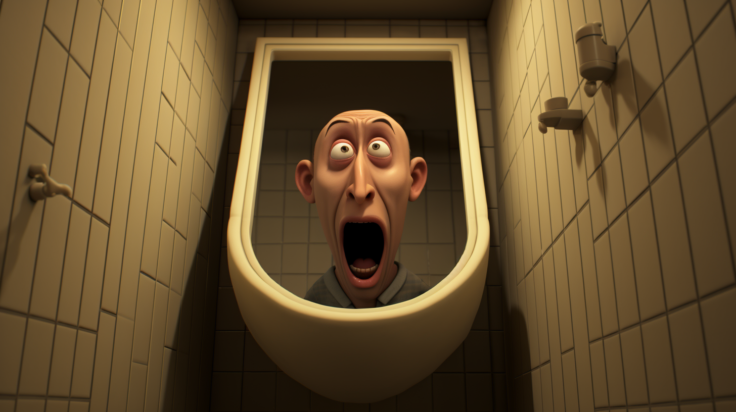 Cartoon man toilet illustration