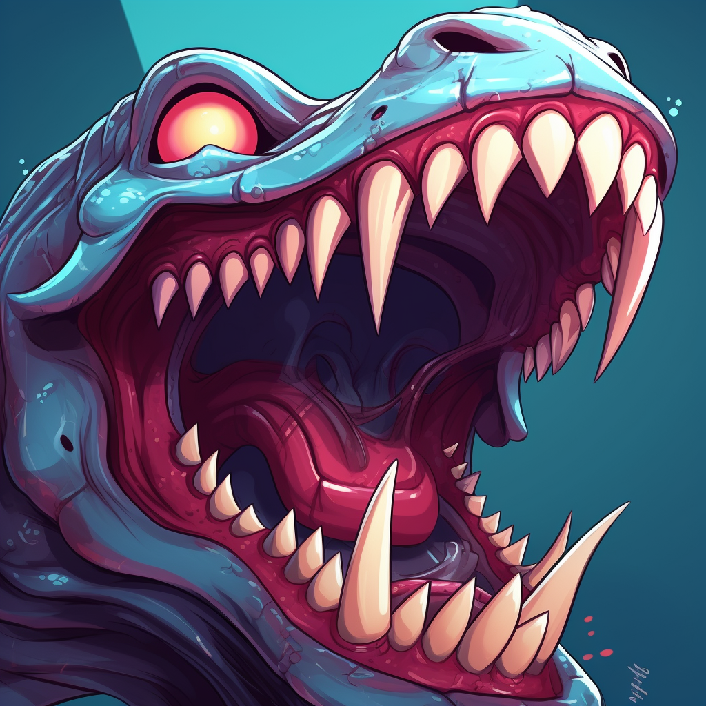 Closeup of Cartoon Monster's Sharp Teeth