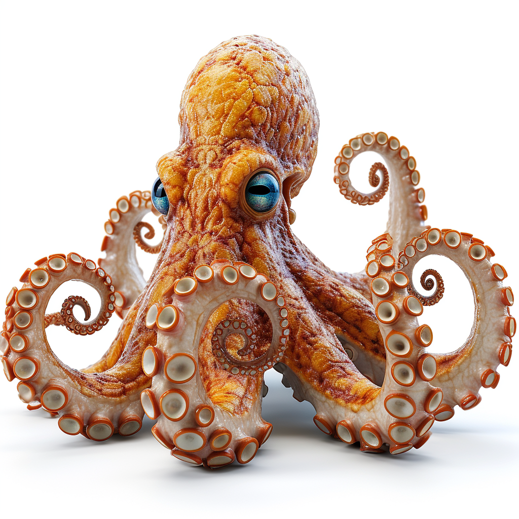 Cartoon Octopus on White Background