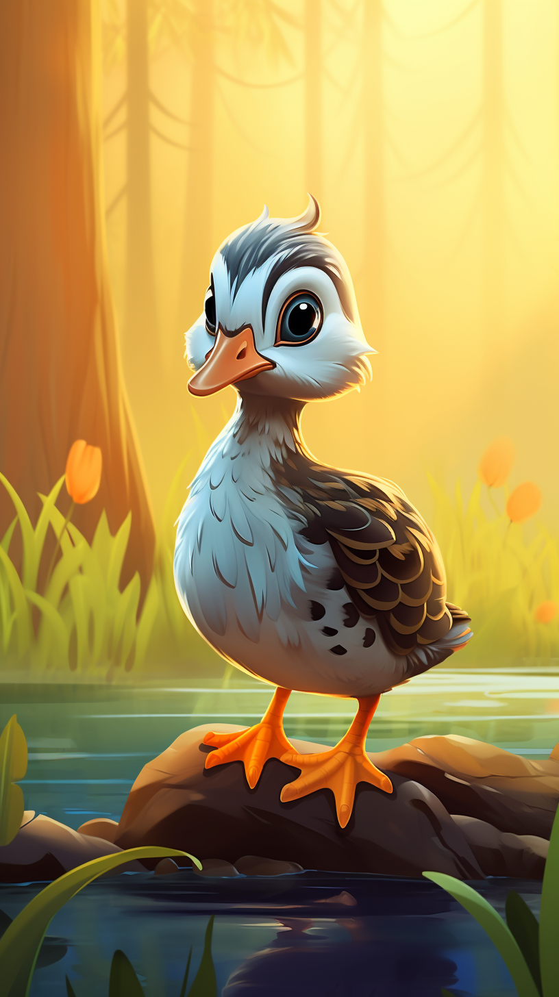 Adorable cartoon quail in nature scene